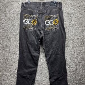 Vintage Y2K G-Unit Embroidered 50 Wide Leg‎ Baggy Hip-Hop Jeans Mens 38x32 Black